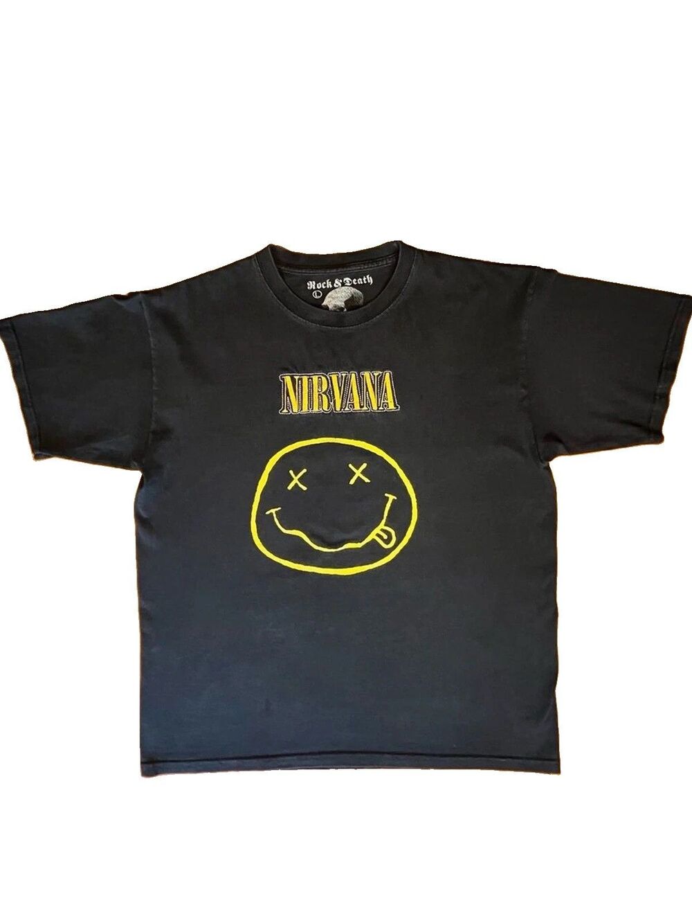 Vintage Nirvana Kurt Cobain Smoking Shirt Size L Rock & Death 2000s Bootleg Tee
